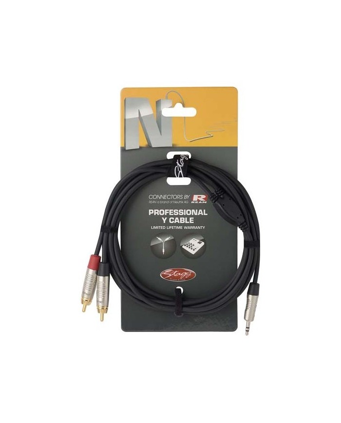 STAGG NYC3/MPS2CMR Cable Y mini jack Stereo - 2 rca 3 M