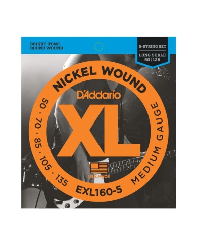 D'ADDARIO EXL160-5 50 - 135 - Cordes basse 5 cordes