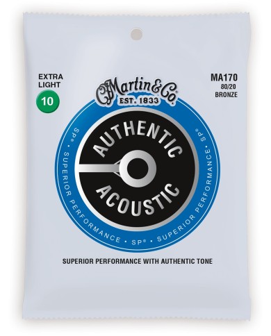 MARTIN MA170 AUTHENTIC ACOUSTIC SP Bronze Extra light 10 - 47 - Cordes guitare acoustique MARTIN MA170 AUTHENTIC ACOUSTIC SP Bronze Extra light 10 - 47 - Cordes guitare acoustique