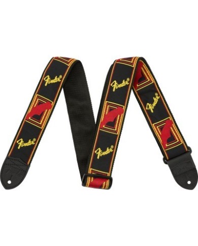 FENDER Monogrammed strap Black/yellow/brown Sangle guitare