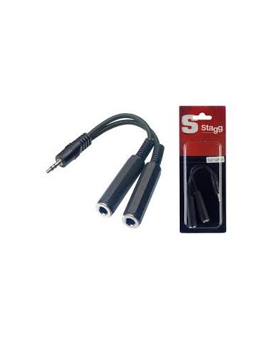 STAGG YC-0,1/1J2PFSH 2xJack fem 6.35 / Mini Jack mâle- Adaptateur audio