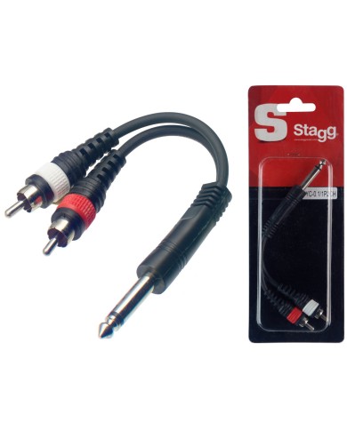 STAGG YC-0,1/1J2PFSH 2xJack fem 6.35 / Mini Jack mâle - Adaptateur audio