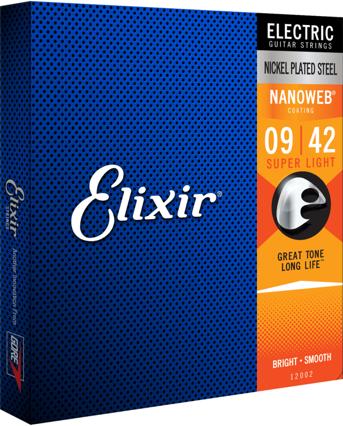 ELIXIR NANOWEB 12002 Super light 9 - 42 - Cordes guitare électrique ELIXIR NANOWEB 12002 Super light 9 - 42 - Cordes guitare électrique