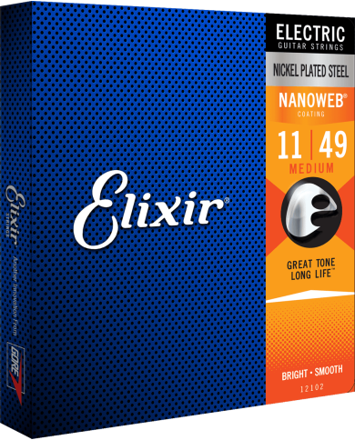 ELIXIR NANOWEB 12102 Medium 11 - 49 - Cordes guitare électrique ELIXIR NANOWEB 12102 Medium 11 - 49 - Cordes guitare électrique