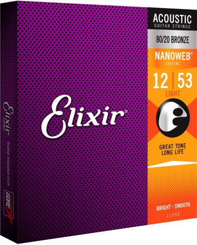 ELIXIR - NANOWEB - 11052 - Light 12-53 - Cordes guitare acoustique ELIXIR - NANOWEB - 11052 - Light 12-53 - Cordes guitare acoustique