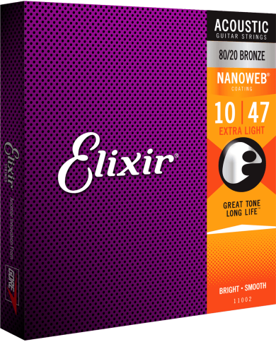 ELIXIR NANOWEB 11002 Extra light 10-47 - Cordes guitare acoustique ELIXIR NANOWEB 11002 Extra light 10-47 - Cordes guitare acoustique