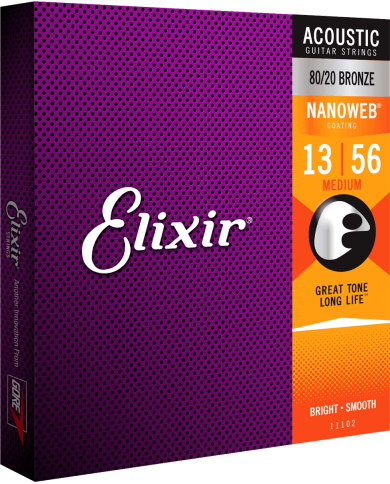 ELIXIR NANOWEB 11102 Medium 13-56 - Cordes guitare acoustique ELIXIR NANOWEB 11102 Medium 13-56 - Cordes guitare acoustique