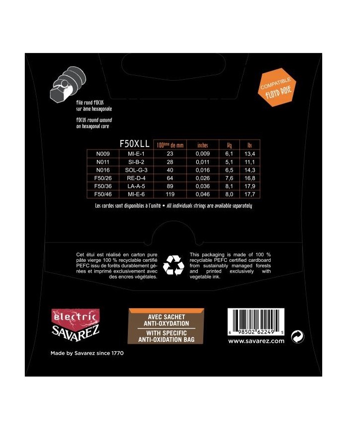 SAVAREZ F50XLL Focus 9-46 - Cordes guitare électrique SAVAREZ F50XLL Focus 9-46 - Cordes guitare électrique