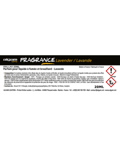 ALGAM LIGHTING - FRAGRANCE FRA-LAV-20ML - PARFUM POUR LIQUIDE À FUMÉE ET BROUILLARD - LAVANDE ALGAM LIGHTING - FRAGRANCE FRA-LAV-20ML - PARFUM POUR LIQUIDE À FUMÉE ET BROUILLARD - LAVANDE