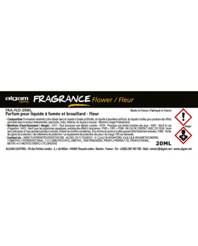 ALGAM LIGHTING - FRAGRANCE FRA-FLO-20ML - PARFUM POUR LIQUIDE À FUMÉE ET BROUILLARD - FLEUR ALGAM LIGHTING - FRAGRANCE FRA-FLO-20ML - PARFUM POUR LIQUIDE À FUMÉE ET BROUILLARD - FLEUR