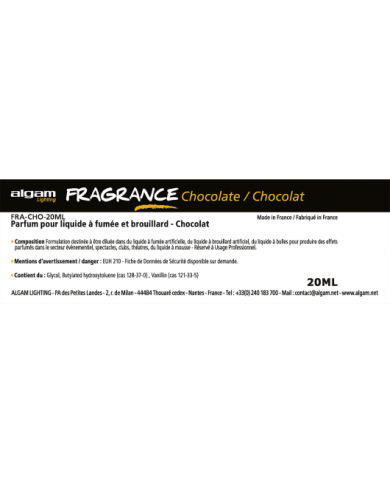 ALGAM LIGHTING - FRA-CHO-20ML - PARFUM POUR LIQUIDE À FUMÉE ET BROUILLARD - CHOCOLAT ALGAM LIGHTING - FRA-CHO-20ML - PARFUM POUR LIQUIDE À FUMÉE ET BROUILLARD - CHOCOLAT