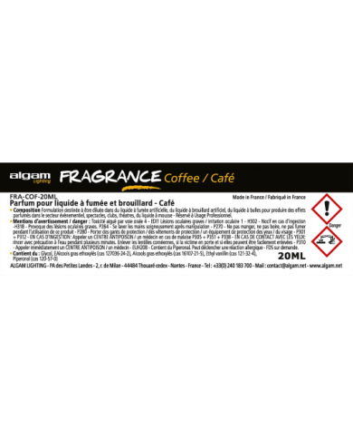 ALGAM LIGHTING - FRAGRANCE FRA-COF-20ML - PARFUM POUR LIQUIDE À FUMÉE ET BROUILLARD - CAFÉ ALGAM LIGHTING - FRAGRANCE FRA-COF-20ML - PARFUM POUR LIQUIDE À FUMÉE ET BROUILLARD - CAFÉ