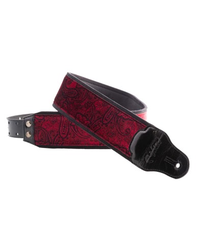 RIGHTON - J-PAISLEY-RD - SANGLE GUITARE VELOUR - ROUGE RIGHTON - J-PAISLEY-RD - SANGLE GUITARE VELOUR - ROUGE