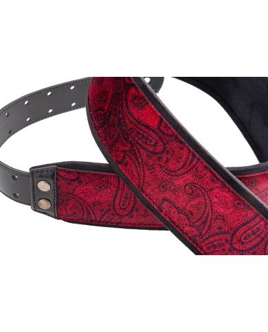 RIGHTON - J-PAISLEY-RD - SANGLE GUITARE VELOUR - ROUGE RIGHTON - J-PAISLEY-RD - SANGLE GUITARE VELOUR - ROUGE