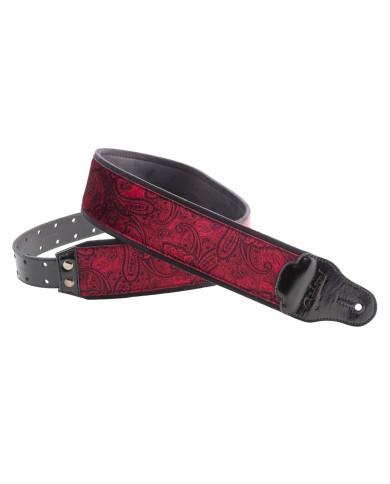 RIGHTON - J-PAISLEY-RD - SANGLE GUITARE VELOUR - ROUGE RIGHTON - J-PAISLEY-RD - SANGLE GUITARE VELOUR - ROUGE