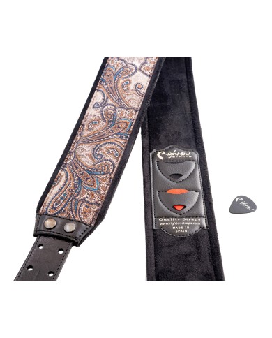RIGHTON - J-PAISLEY-BR - SANGLE GUITARE VELOUR - BRUN RIGHTON - J-PAISLEY-BR - SANGLE GUITARE VELOUR - BRUN