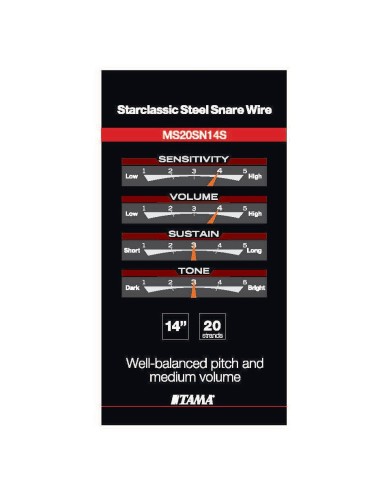 TAMA - MS20R14S - TIMBRE CAISSE CLAIRE - SERIE REGULAR - ACIER - 14" TAMA - MS20R14S - TIMBRE CAISSE CLAIRE - SERIE REGULAR - ACIER - 14"