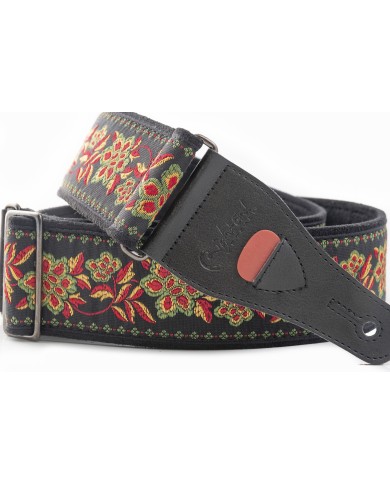 RIGHTON - ROSES2-BK - SANGLE GUITARE - TISSU - NOIR