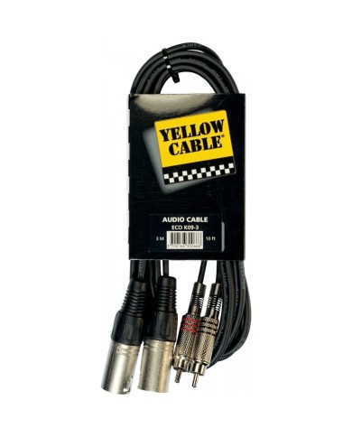 YELLOW CABLE - K09-3 - CABLE 2 XLR MALE / 2 RCA MALE - 3M - NOIR