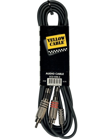YELLOW CABLE - K06M-3 - MINI JACK STEREO MALE / 2 RCA MALE - 3M