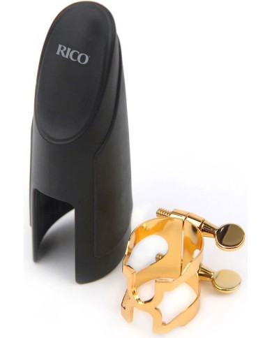 D'ADDARIO - HTS2G - LIGATURE H ET COUVRE BEC SAXOPHONE TENOR - RICO SIGNATURE - BECS EN METAL - DOREE