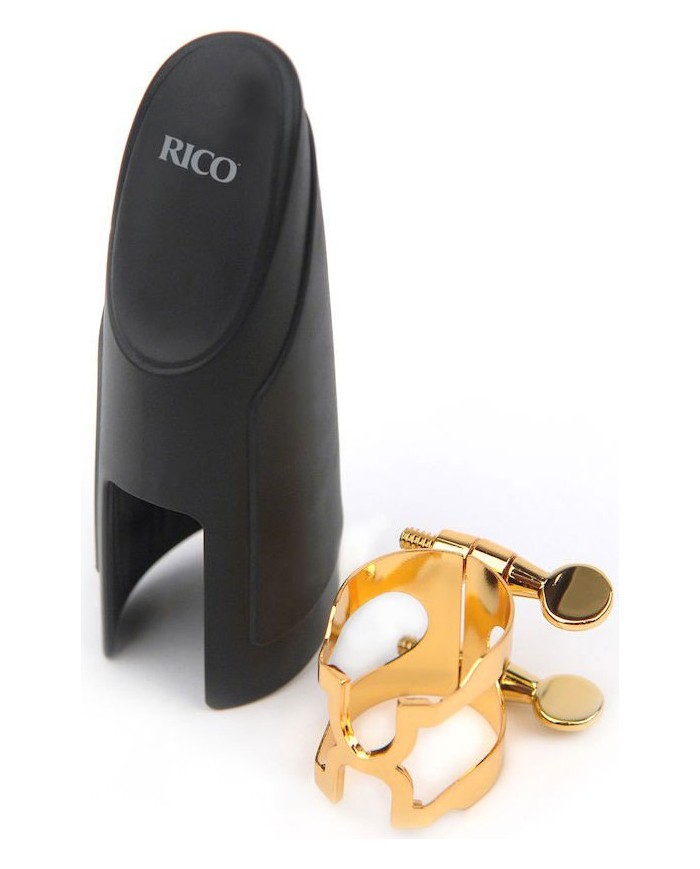 D'ADDARIO - HTS2G - LIGATURE H ET COUVRE BEC SAXOPHONE TENOR - RICO SIGNATURE - BECS EN METAL - DOREE