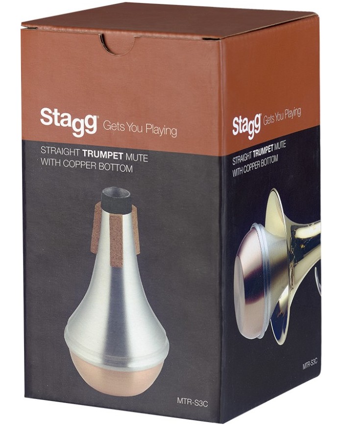 STAGG - MTR-S3C - SOURDINE DROITE POUR TROMPETTE - PARTIE INFERIEURE EN CUIVRE