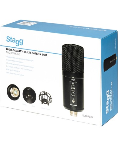 STAGG - SUSM60D - MICROPHONE A CONDENSATEUR - DOUBLE FACE - USB - FINITION METALLIQUE STAGG - SUSM60D - MICROPHONE A CONDENSATEUR - DOUBLE FACE - USB - FINITION METALLIQUE