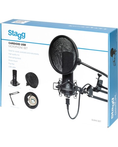 STAGG - SUM45 SET - PACK MICRO CARDIOÏDE USB - STAND SUSPENTION ANTI-CHOC - FILTRE ANTI-POP - CABLE USB STAGG - SUM45 SET - PACK MICRO CARDIOÏDE USB - STAND SUSPENTION ANTI-CHOC - FILTRE ANTI-POP - CABLE USB
