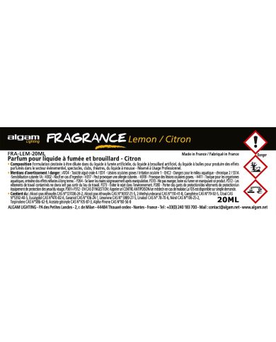 ALGAM LIGHTING - FRA-LEM-20ML - PARFUM POUR LIQUIDE À FUMÉE ET BROUILLARD - CITRON