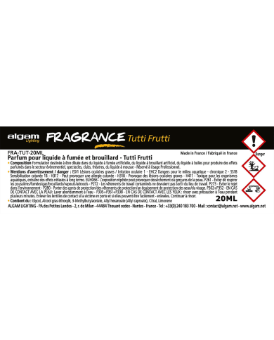 ALGAM LIGHTING - FRA-TUT-20ML - PARFUM POUR LIQUIDE À FUMÉE ET BROUILLARD - TUTTI FRUTTI