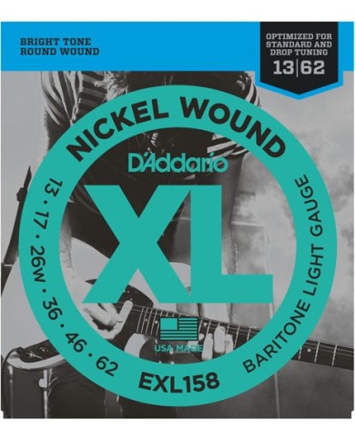 D'ADDARIO EXL158 13/62 - BARITONE LIGHT - Cordes guitare électrique D'ADDARIO EXL158 13/62 - BARITONE LIGHT - Cordes guitare électrique