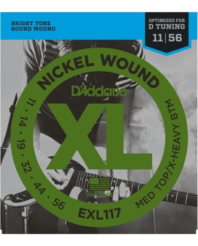 D'ADDARIO EXL117 11/56 - MEDIUM TOP/EXTRA-HEAVY BOTTOM - Cordes guitare électrique D'ADDARIO EXL117 11/56 - MEDIUM TOP/EXTRA-HEAVY BOTTOM - Cordes guitare électrique