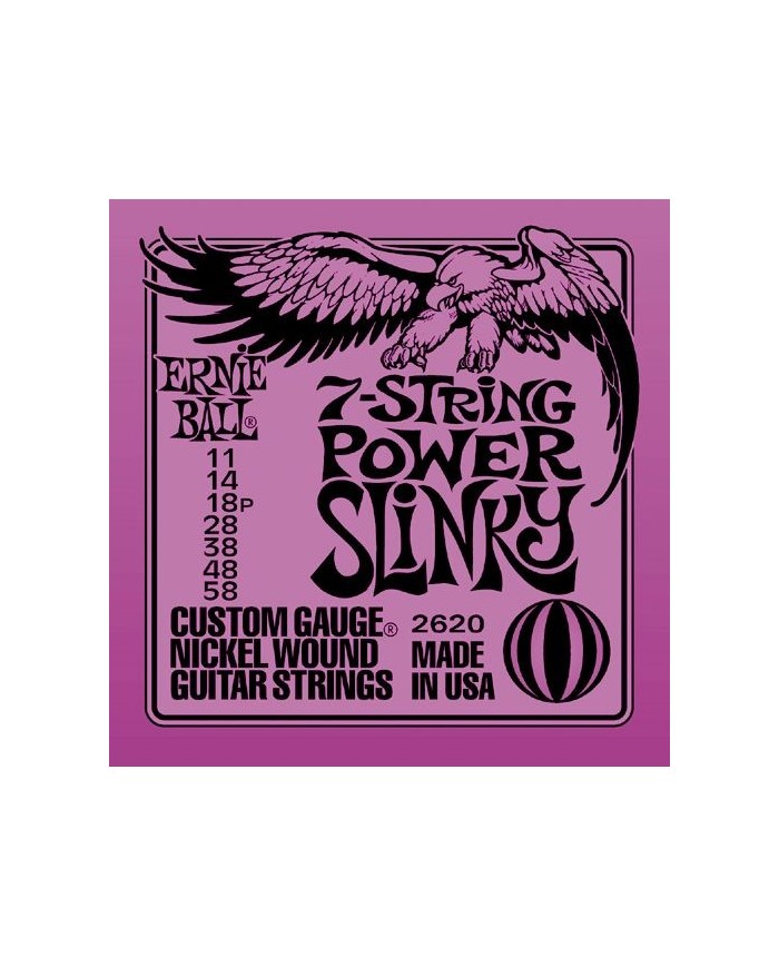ERNIE BALL 2620 Power Slinky 11 - 58 Jeu 7 cordes - Cordes guitare électrique ERNIE BALL 2620 Power Slinky 11 - 58 Jeu 7 cordes - Cordes guitare électrique